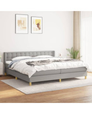 Sommier à lattes de lit avec matelas Gris clair 200x200cm Tissu | Mobilier & Déco