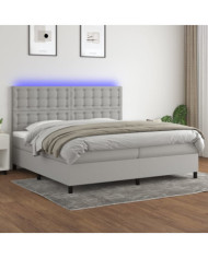 Sommier à lattes de lit et matelas et LED Gris clair 200x200 cm | Mobilier & Déco