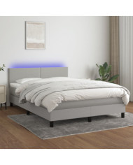 Sommier à lattes de lit et matelas et LED Gris clair 140x190 cm | Mobilier & Déco