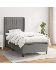 Sommier à lattes de lit avec matelas Gris foncé 100x200cm Tissu | Mobilier & Déco