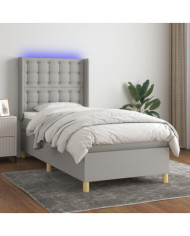 Sommier à lattes de lit matelas LED Gris clair 100x200 cm Tissu | Mobilier & Déco