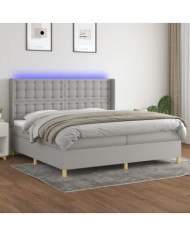Sommier à lattes de lit matelas LED Gris clair 200x200 cm Tissu | Mobilier & Déco