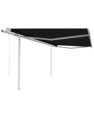 Auvent rétractable automatique avec poteaux 4x3 m Anthracite | Mobilier & Déco