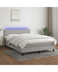 Sommier à lattes de lit et matelas et LED Gris clair 140x190 cm | Mobilier & Déco