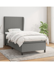 Sommier à lattes de lit avec matelas Gris foncé 100x200cm Tissu | Mobilier & Déco
