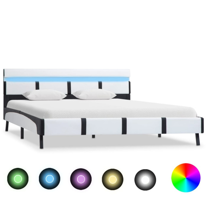 Cadre de lit avec LED sans matelas blanc 120x200 cm | Mobilier & Déco