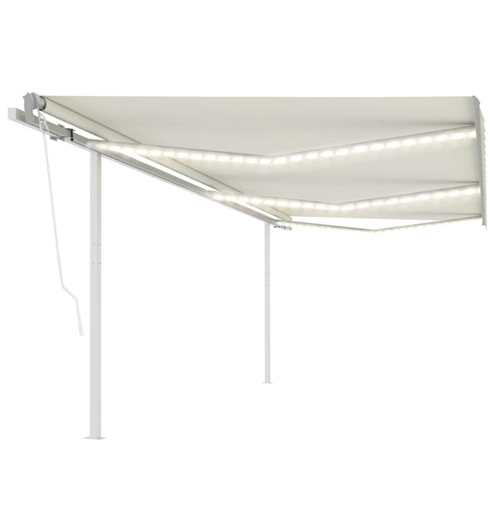 Auvent automatique capteur de vent/LED 6x3 m Crème | Mobilier & Déco