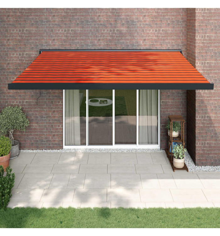 Auvent rétractable orange et marron 4x3 m tissu et aluminium | Mobilier & Déco