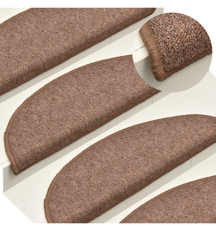 Tapis de marches d'escalier 15 pcs Marron 56x17x3 cm | Mobilier & Déco