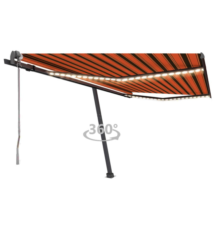 Auvent automatique capteur de vent/LED 400x300 cm Orange/marron | Mobilier & Déco