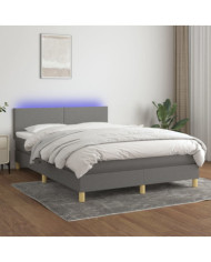 Sommier à lattes de lit et matelas et LED Gris foncé 140x190 cm | Mobilier & Déco