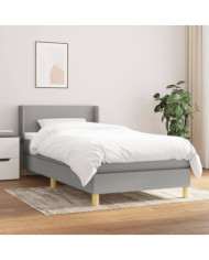 Sommier à lattes de lit avec matelas Gris clair 100x200cm Tissu | Mobilier & Déco
