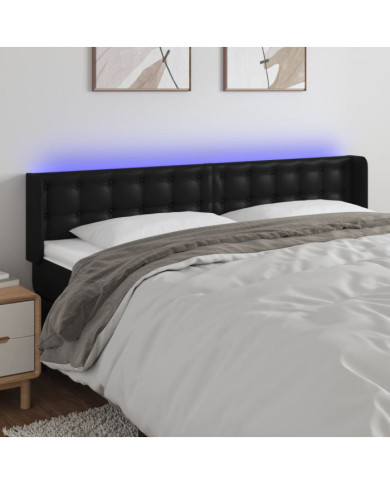 Tête de lit à LED Noir 163x16x78/88 cm Similicuir | Mobilier & Déco