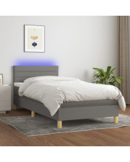 Sommier à lattes de lit avec matelas et LED Gris foncé 90x200cm | Mobilier & Déco