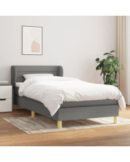 Sommier à lattes de lit avec matelas Gris foncé 90x200 cm Tissu | Mobilier & Déco