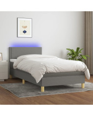 Sommier à lattes de lit avec matelas et LED Gris foncé 80x200cm | Mobilier & Déco