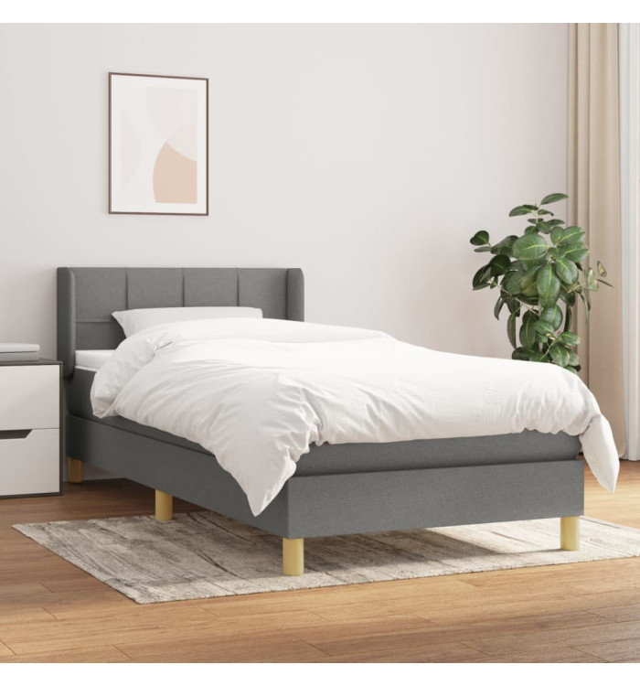 Sommier à lattes de lit et matelas Gris foncé 90x190 cm Tissu | Mobilier & Déco