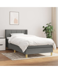 Sommier à lattes de lit et matelas Gris foncé 90x190 cm Tissu | Mobilier & Déco