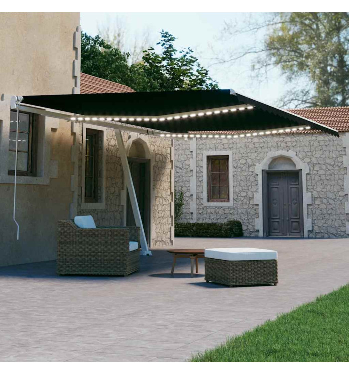 Auvent automatique et capteur de vent/LED 500x300 cm Anthracite | Mobilier & Déco