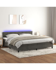 Sommier à lattes de lit avec matelas LED Gris foncé 200x200 cm | Mobilier & Déco