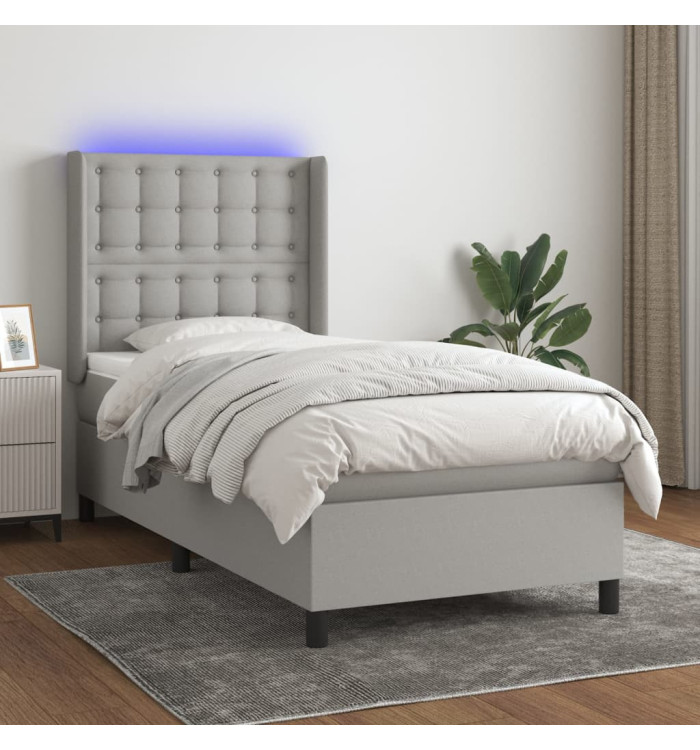 Sommier à lattes de lit matelas LED Gris clair 80x200cm Tissu | Mobilier & Déco