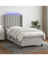 Sommier à lattes de lit matelas LED Gris clair 80x200cm Tissu | Mobilier & Déco