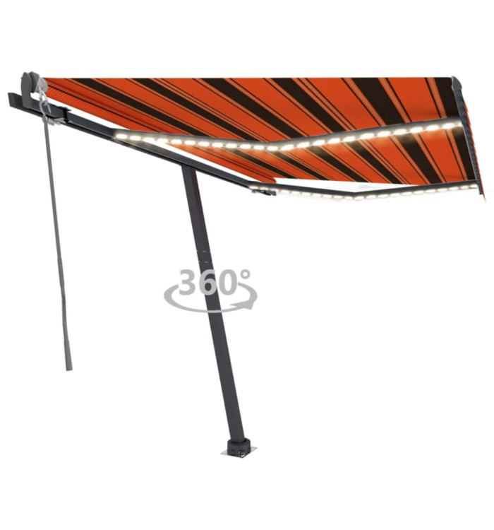 Auvent automatique capteur de vent/LED 300x250 cm Orange/marron | Mobilier & Déco