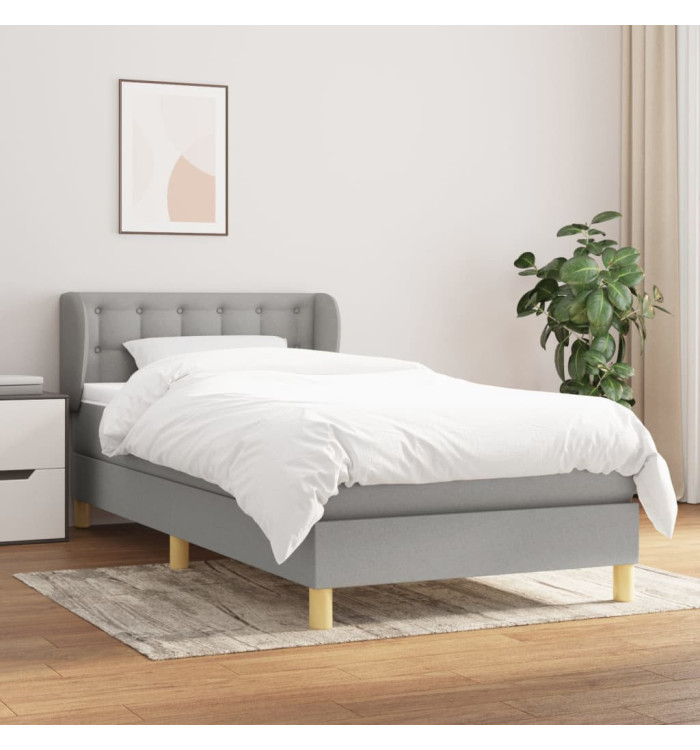Sommier à lattes de lit avec matelas Gris clair 100x200cm Tissu | Mobilier & Déco