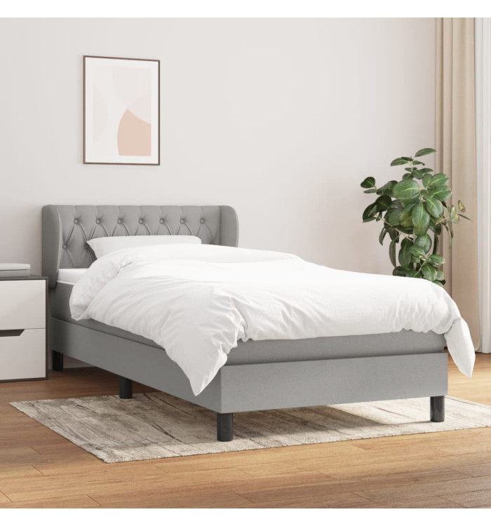 Sommier à lattes de lit avec matelas Gris clair 100x200cm Tissu | Mobilier & Déco