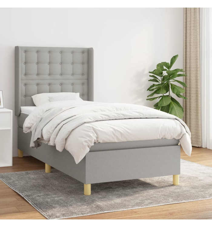 Sommier à lattes de lit avec matelas Gris clair 80x200 cm Tissu | Mobilier & Déco