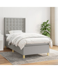 Sommier à lattes de lit avec matelas Gris clair 80x200 cm Tissu | Mobilier & Déco