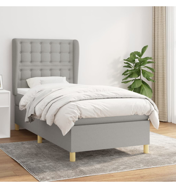 Sommier à lattes de lit avec matelas Gris clair 80x200 cm Tissu | Mobilier & Déco
