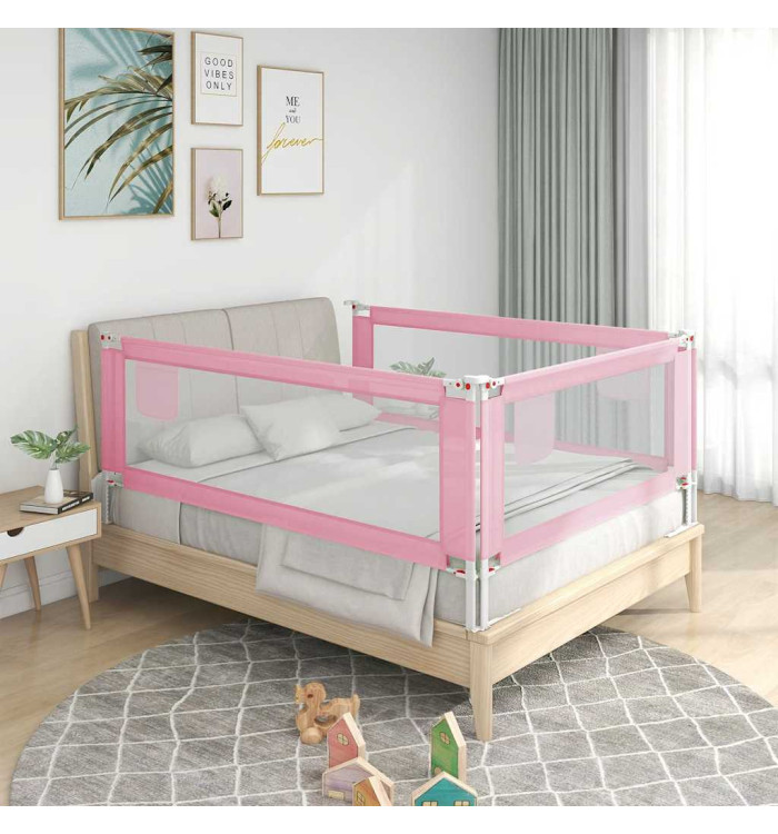 Barrière de sécurité de lit enfant Rose 90x25 cm Tissu | Mobilier & Déco