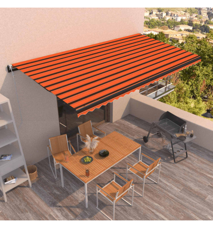 Auvent rétractable automatique 600x350 cm Orange et marron | Mobilier & Déco
