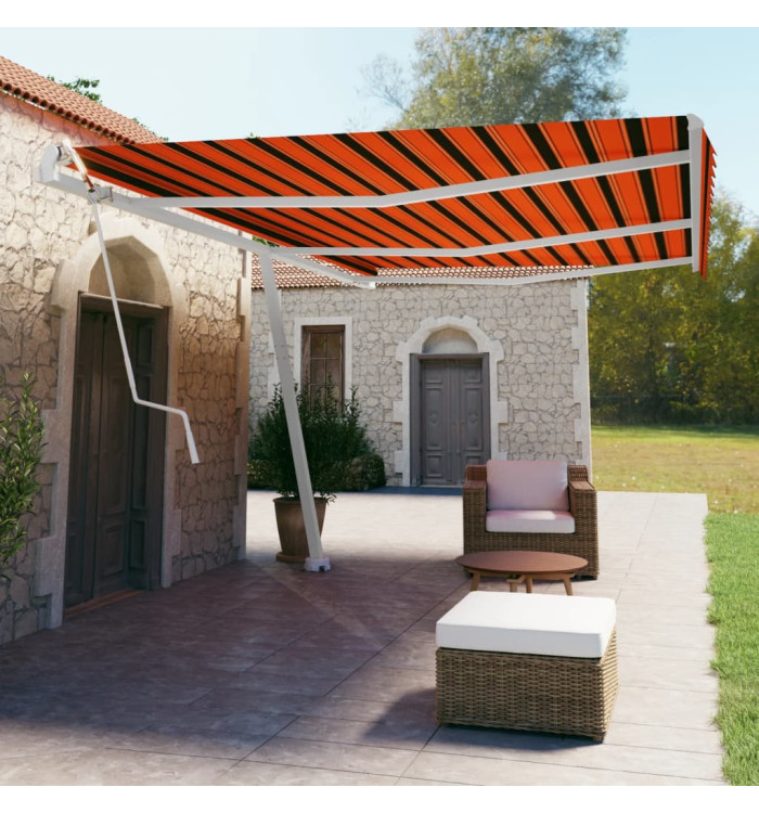 Auvent automatique sur pied 600x350 cm Orange/marron | Mobilier & Déco