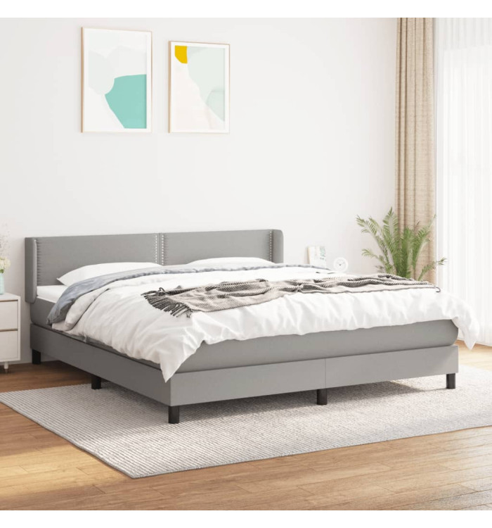 Sommier à lattes de lit avec matelas Gris clair 180x200cm Tissu | Mobilier & Déco
