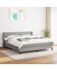 Sommier à lattes de lit avec matelas Gris clair 180x200cm Tissu | Mobilier & Déco