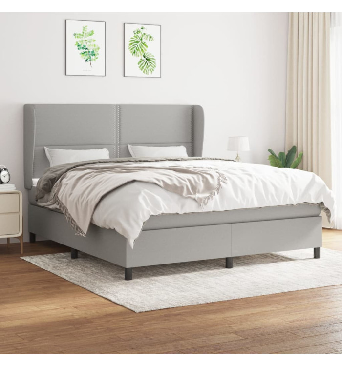 Sommier à lattes de lit avec matelas Gris clair 180x200cm Tissu | Mobilier & Déco