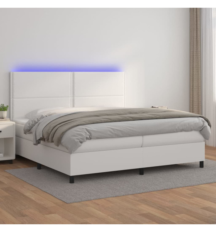 Sommier à lattes de lit avec matelas et LED Blanc 200x200 cm | Mobilier & Déco
