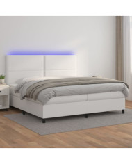 Sommier à lattes de lit avec matelas et LED Blanc 200x200 cm | Mobilier & Déco