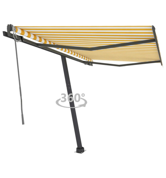 Auvent automatique sur pied 300x250 cm Jaune/Blanc | Mobilier & Déco