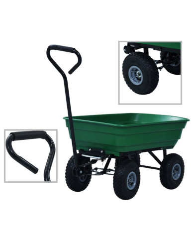 Chariot à main de jardin 300 kg 75 L Vert | Mobilier & Déco