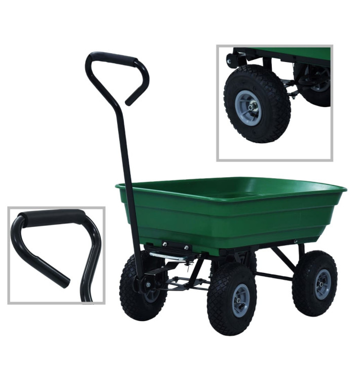 Chariot à main de jardin 300 kg 75 L Vert | Mobilier & Déco