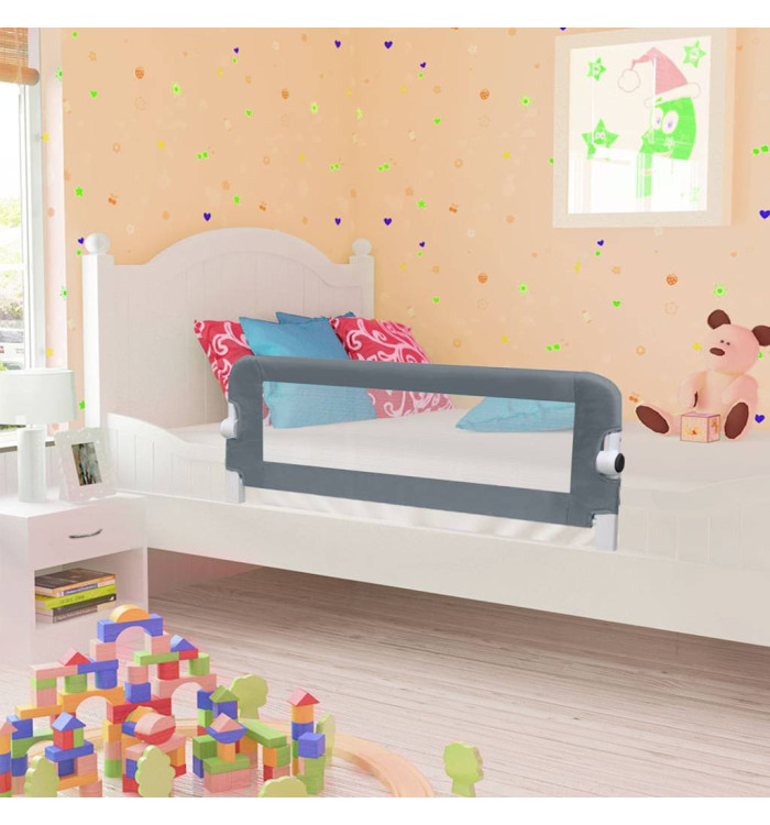 Barrière de lit enfant Gris 102x42 cm Polyester | Mobilier & Déco