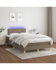 Sommier à lattes de lit avec matelas LED Taupe 120x200 cm Tissu | Mobilier & Déco