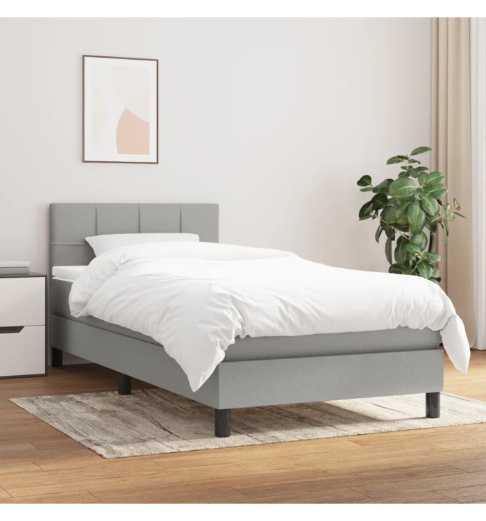 Sommier à lattes de lit avec matelas Gris clair 80x200 cm Tissu | Mobilier & Déco