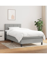 Sommier à lattes de lit avec matelas Gris clair 80x200 cm Tissu | Mobilier & Déco