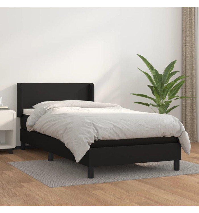 Sommier à lattes de lit avec matelas Noir 100x200 cm Similicuir | Mobilier & Déco