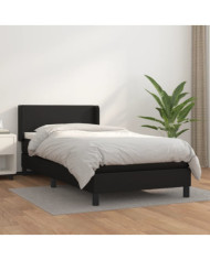 Sommier à lattes de lit avec matelas Noir 100x200 cm Similicuir | Mobilier & Déco