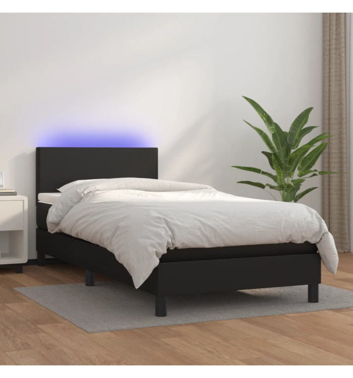 Sommier à lattes de lit avec matelas et LED Noir 100x200cm | Mobilier & Déco